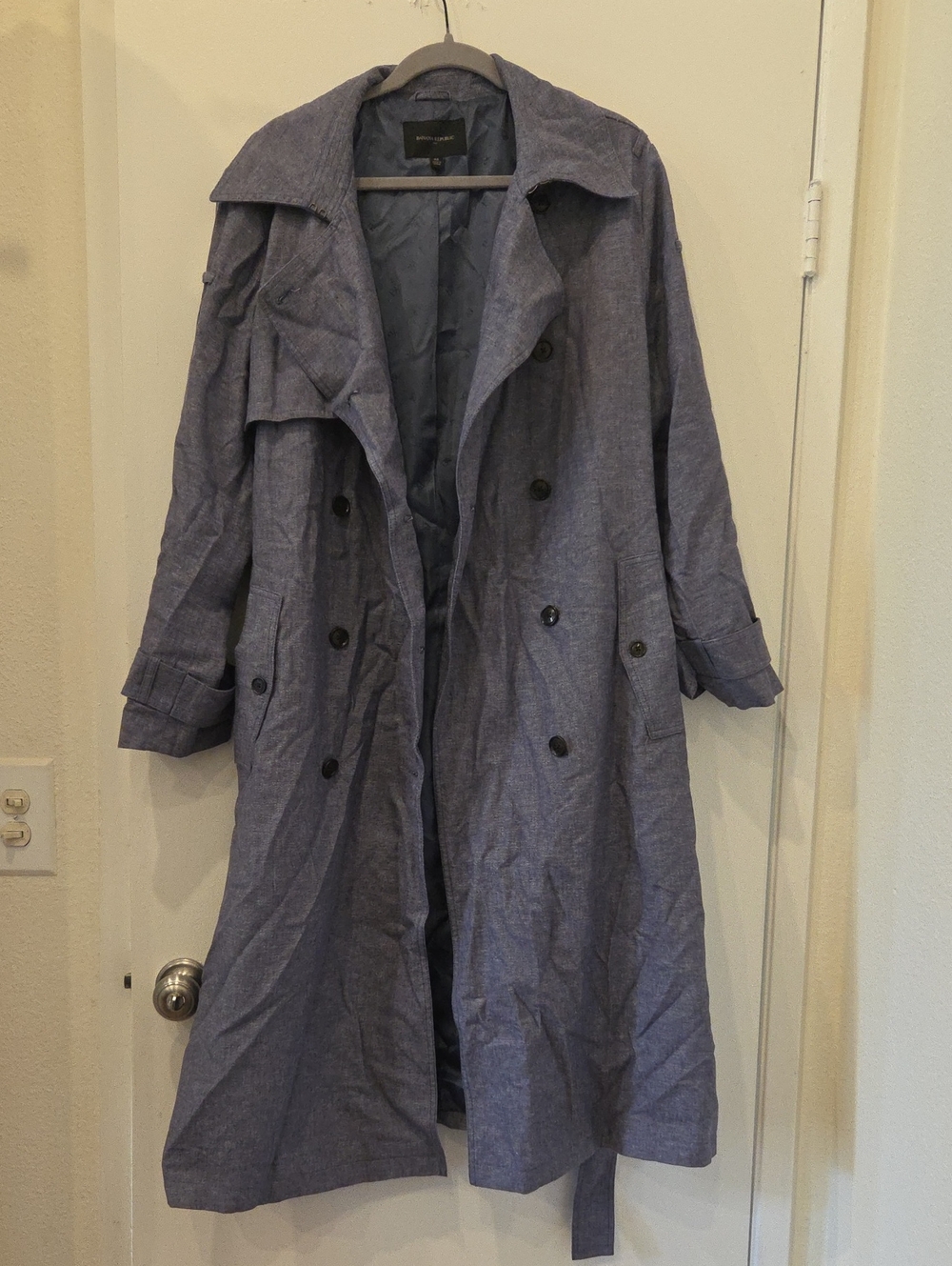 Banana Republic Blue Chambray Double-Breasted Trench Coat